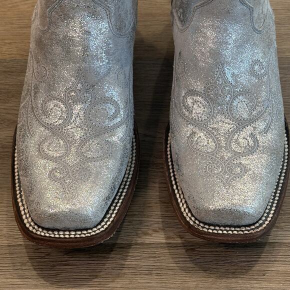 JB Dillon Reserve NWT Womens 8 Silver Glitter Embroidered Cowgirl Western Boots - Picture 7 of 15